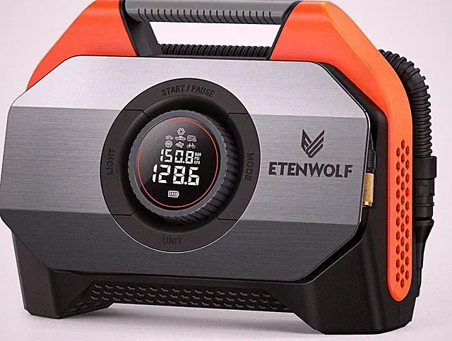 ETENWOLF VORTEX S6 Cordless Heavy Duty Tire Inflator 19200 mAh Orange